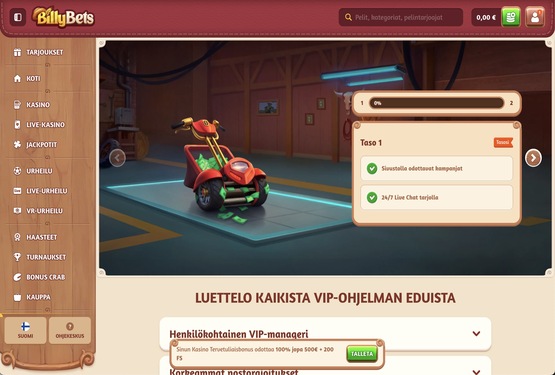 BillyBets Casino VIP-ohjelma