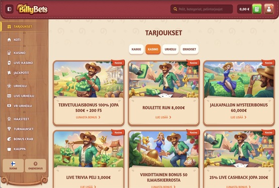 BillyBets Casino bonustarjous