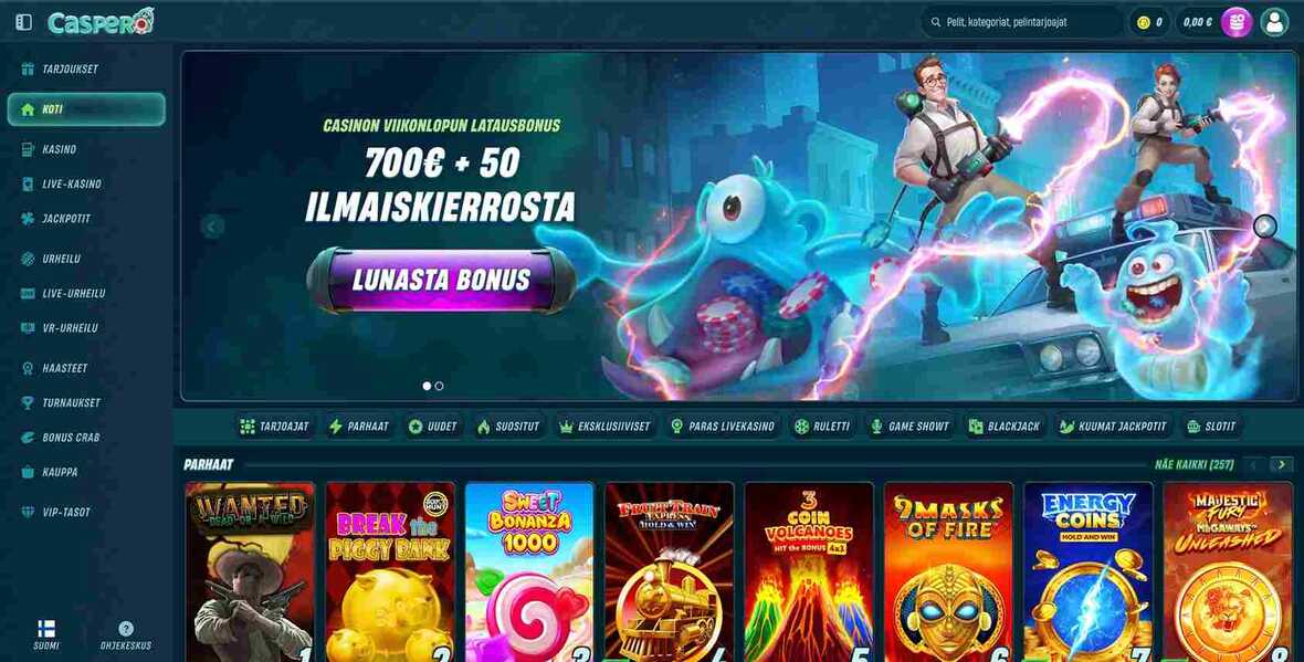 Caspero Casino pääsivu