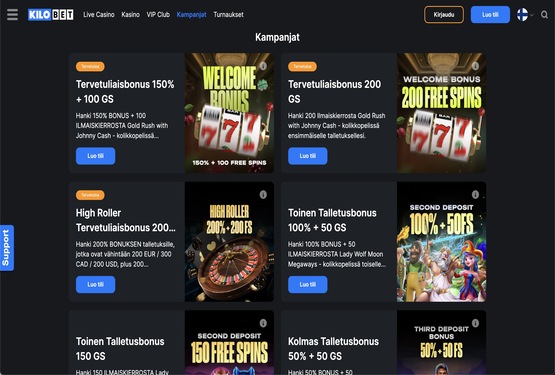 Kilobet Casino bonustarjous