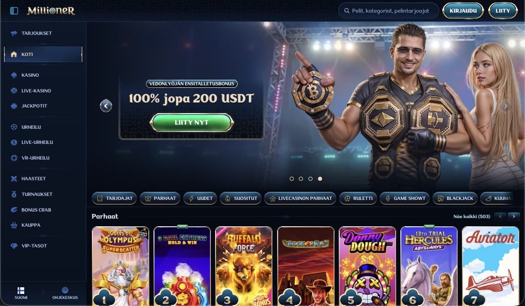 Millioner Casino pääsivu