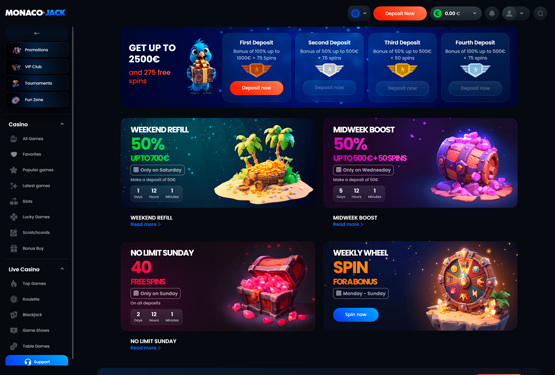 MonacoJack Kasino bonustarjous