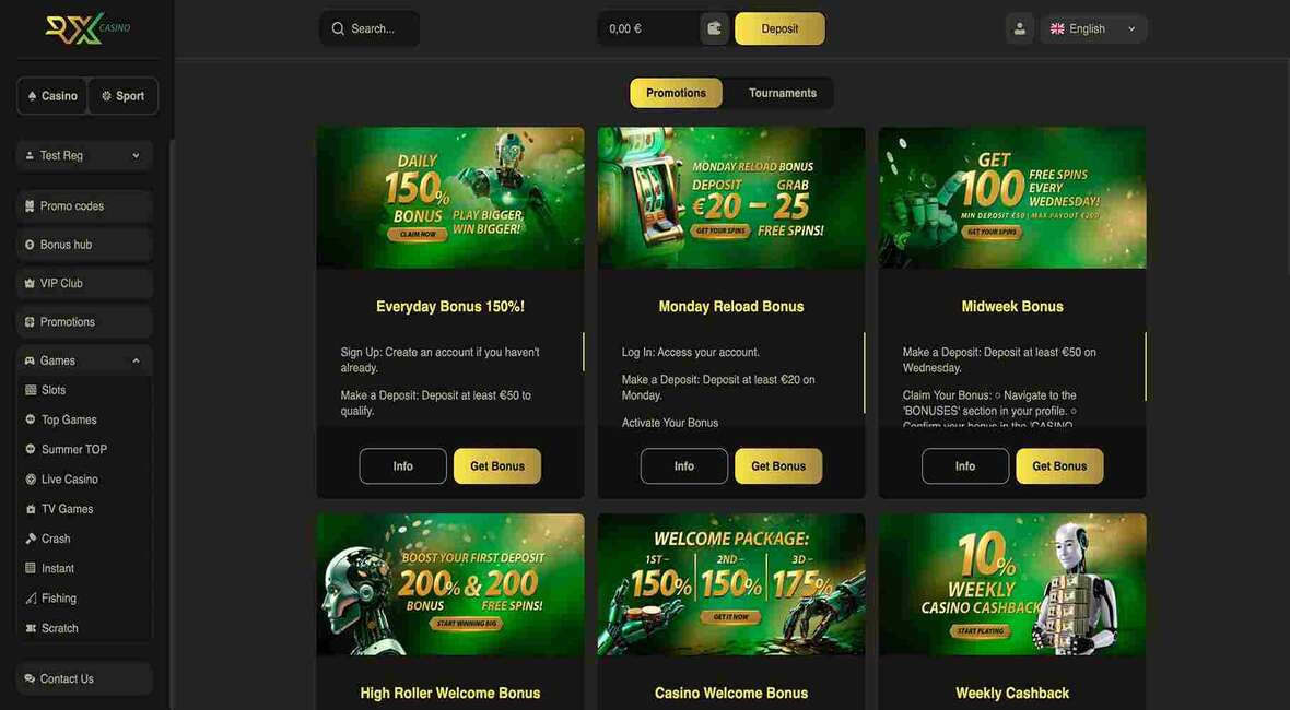RX Casino bonustarjous