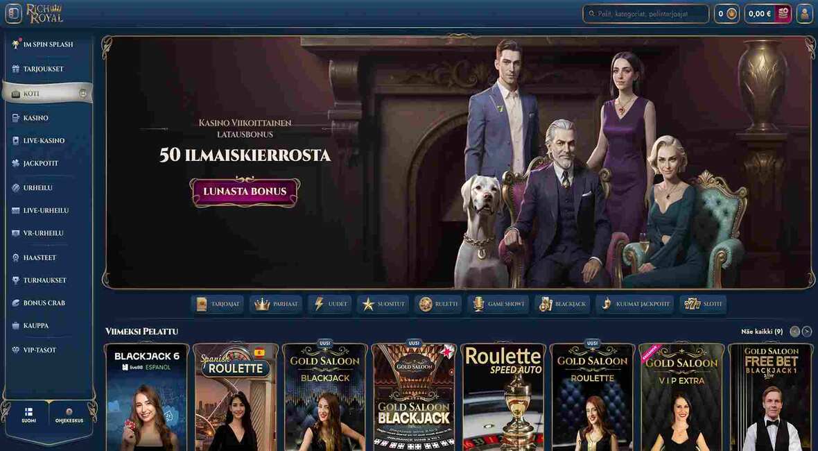 Rich Royal Casino pääsivu