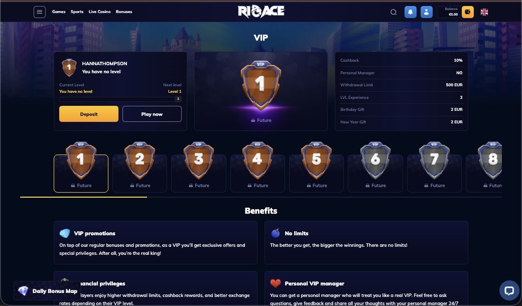 RioAce Casino VIP-ohjelma