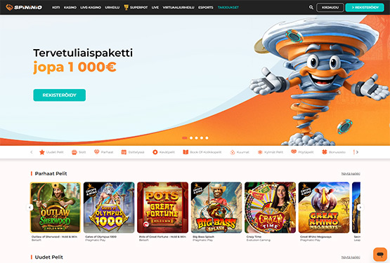 Spininio Casino pääsivu