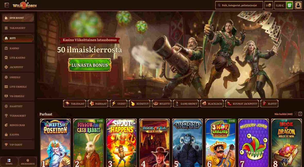Wild Robin Casino pääsivu