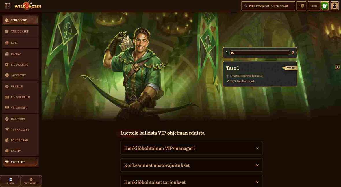 Wild Robin Casino VIP-ohjelma