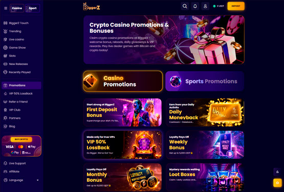 BiggerZ Casino bonustarjous