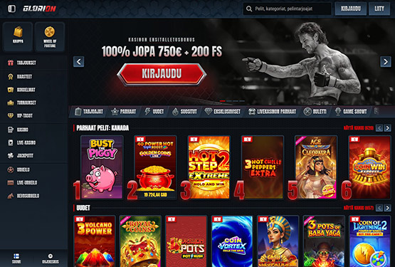 Glorion Casino pääsivu