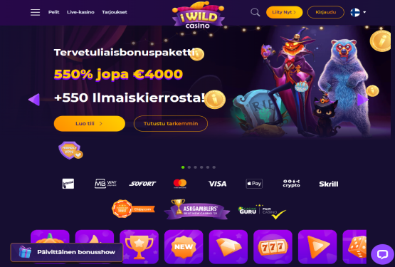 iWild Casino pääsivu