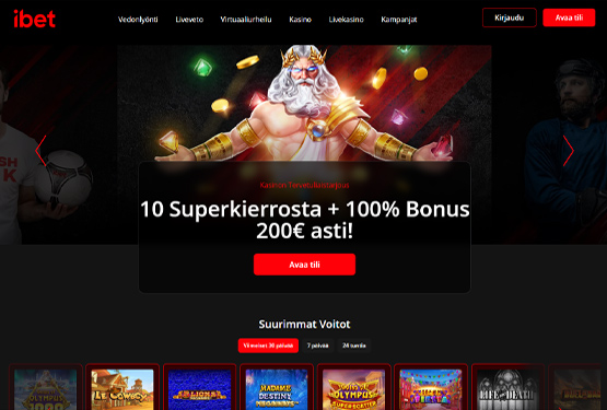 iBet Kasino pääsivu