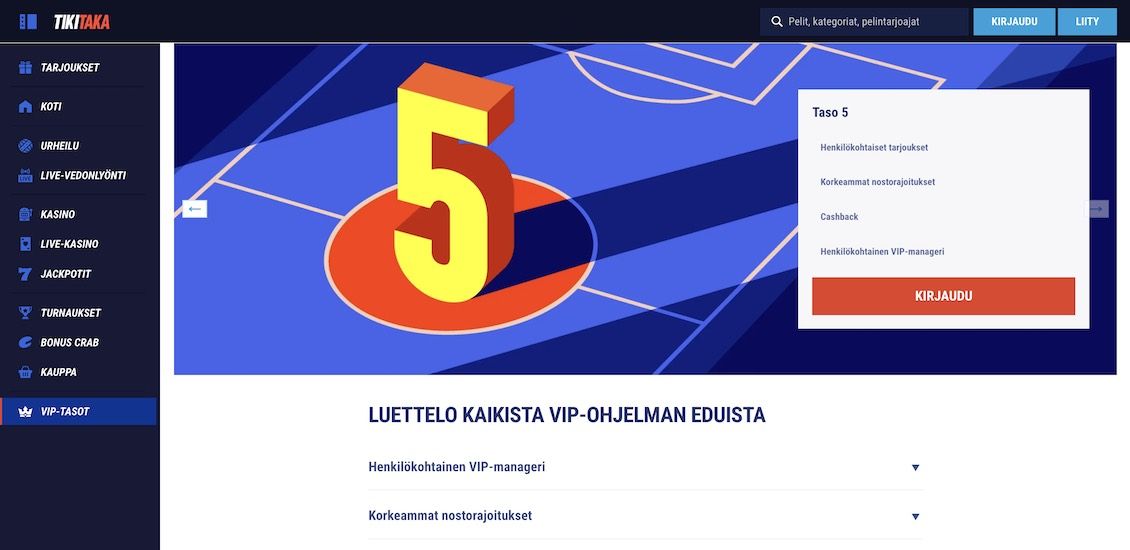 TikiTaka Casino VIP-ohjelma