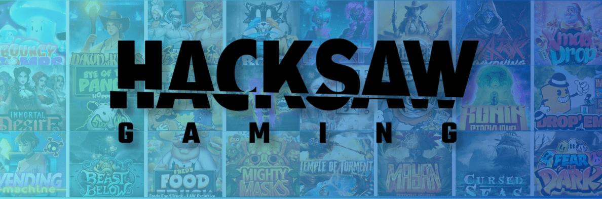 Hacksaw Gamingin logo pelien taustalla